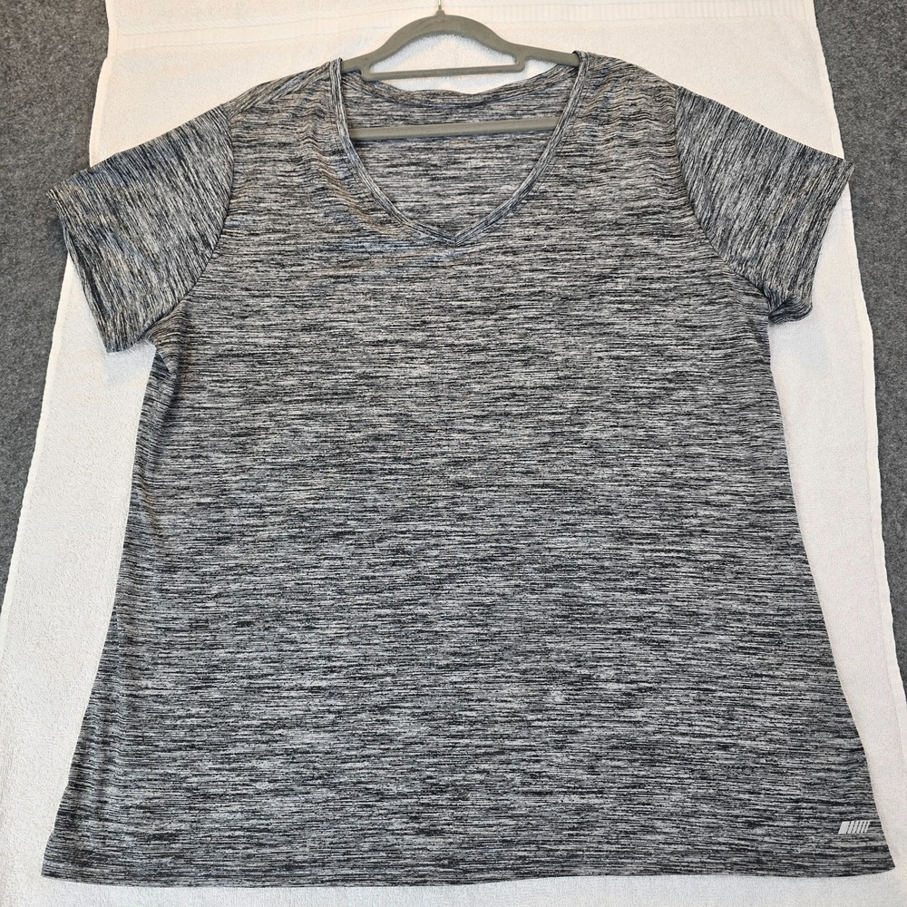 Amazon Essentials Athletic Top Womens 2XL Heather Gray V Neck Short Sleeve Yoga